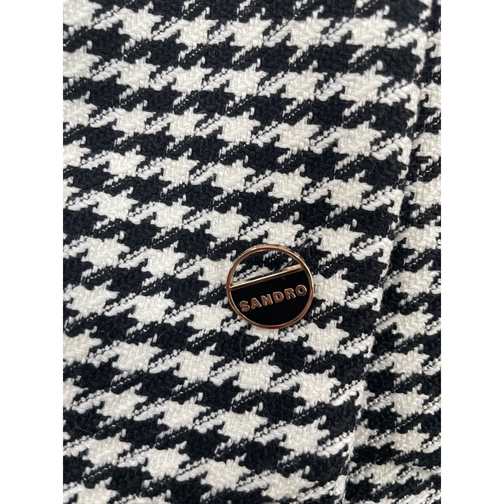 Sandro Charlotte Houndstooth Black and White Tweed Mini Dress 38 US 6 - Picture 3 of 11